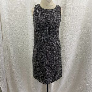Dana Buchman Black White Tweed Exposed Back Zip Business Casual Office Dress